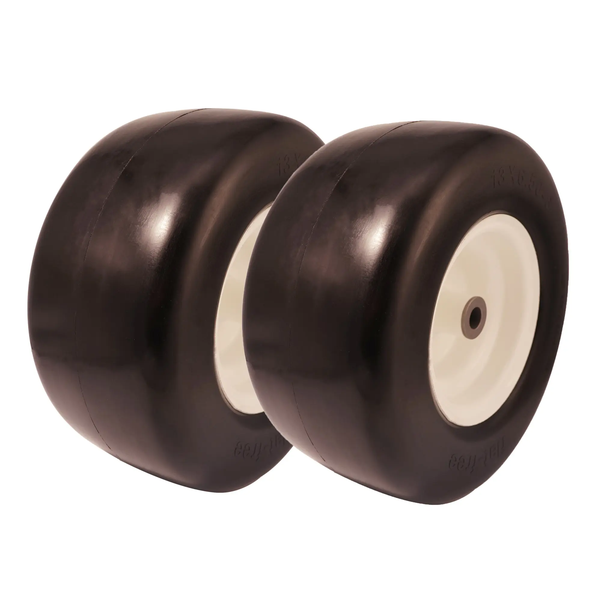 13x6.50-6 Flat-Free Zero-Turn Lawn Mower Smooth Tread Tire Assembly, 3/4 5/8 & 1/2 inch Bearing, 4.0"-6.0"Center Hub Flat Free Tire 13in. for Lawnmower Tractor Universal Solid Tire and Wheel Assembly