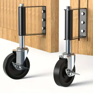Heavy Duty Gate Caster, Spring Loaded Gate Wheel, Fence gate, outdoor farm wooden door wheel，Swivel Caster Wheels for Wooden Gate and Fence 220LBS Capacity 4 Inches, Black, Heavy Duty Casters