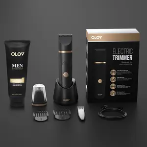 OLOV Anti-Nick Body & Ball Trimmer with Deodorant Cream – Safe Ceramic Blade Groomer Kit for Men