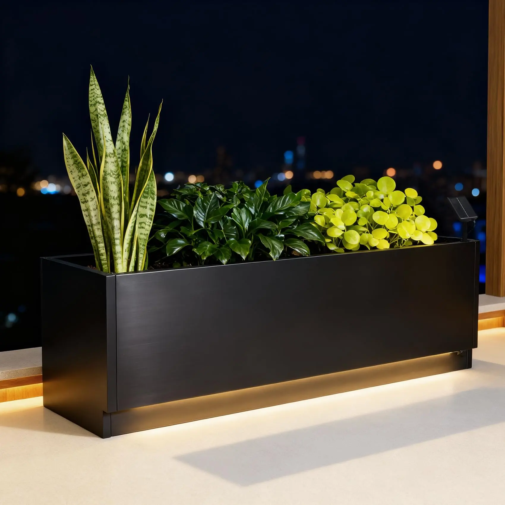 Garvee - 47 x 16 Inch Metal LED Box with Outdoor Light Strips and Driver, Illuminated Garden Bed with Drainage Holes, Snap-on Mounting, Outdoor Planter for Patio and Garden