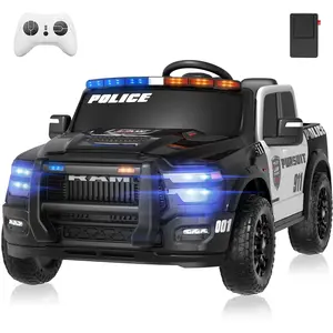 YUNTOPKIDS(Licensed Dodge Ram) 1500 Ride On Police Car Truck, 2 Seater with Remote Control, Alarm Lights & 2x200W Motor, Authentic Police Experience for Ages 3-8, with Cool LED Lights & Real Engine Sounds.