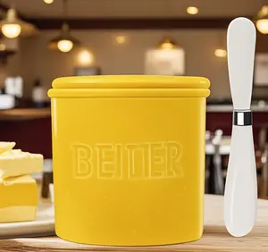 Ceramic French Butter Dish with Lid, Airtight Butter Crock Keeps Butter Soft & Spreadable Without Refrigeration, Perfect for Kitchen Counter & Dining Table