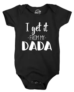 I Get It From My Dada Funny New Dad Father's Day Baby Infant Creeper Bodysuit Funny Baby Onesies Dad Joke Clothes for Baby Funny Music Onesie Novelty Onesie Black