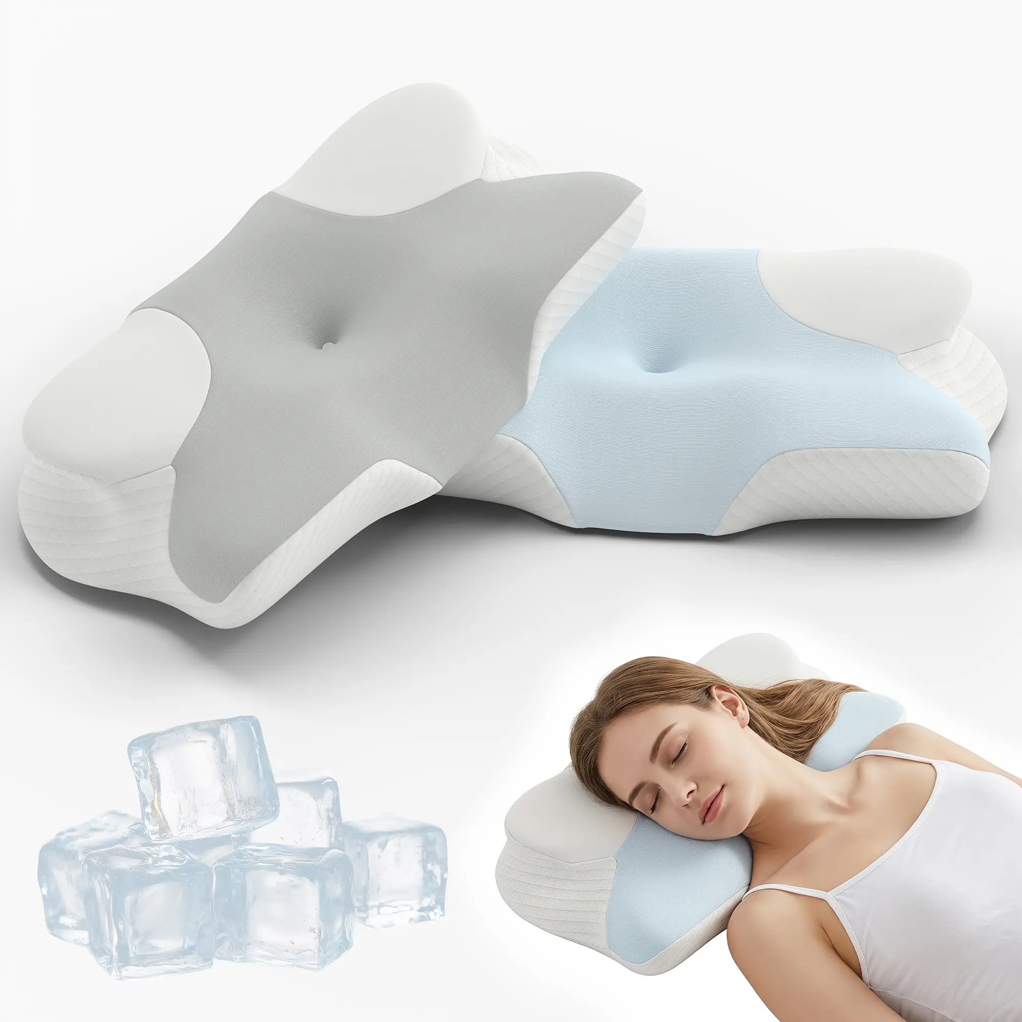 Ultra Pain Relief Cooling Pillow for Neck Support, Adjustable Cervical Pillow Cozy Sleeping, Odorless Ergonomic Contour Memory Foam Pillows, Orthopedic Bed Pillow for Side Back Stomach Sleeper