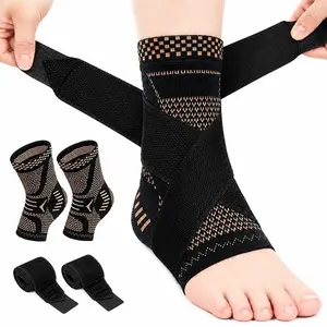 2Pack Ankle Brace for Men & Women – Copper Infused Compression Sleeve for Ankle Support, Achilles Tendonitis, Plantar Fasciitis – Medium