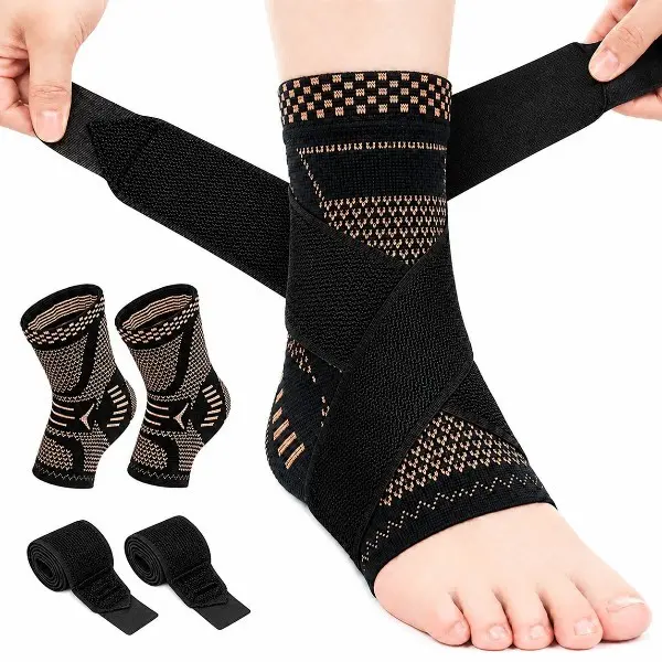 2Pack Ankle Brace for Men & Women – Copper Infused Compression Sleeve for Ankle Support, Achilles Tendonitis, Plantar Fasciitis.