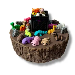 Micro Mini Animal Figurine & Miniature Milk Crate - 3D Printed Assorted Animal Characters in Colorful Designs for Easter Baskets or Decor