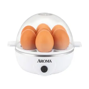 AROMA Mini Egg Steamer Electric Egg Poacher 7 Eggs White AEB-807