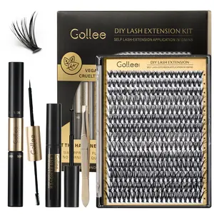 Lash Cluster Kit 280Pcs Makeup Lashes Extension Clusters Kit DIY Eyelashes Extensions Kit Waterproof Lash Glue, Remover, Applicator (0.07D-D-Mix8-16mm)