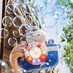 Kids Electric 6-Hole Bubble Machine - Lighted Toy with Automatic Blower, Instant Huge Bubble Output, Leak-Proof Design, On/Off Button, Outdoor Parent-Child Fun Gift
