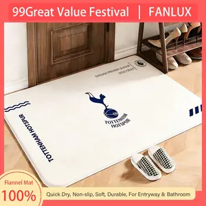 Sports Tottenham Hotspur Football Club Floor Mat This soft flannel mat provides a cozy Soft flannel mat with quick water absorption, non-slip and durable. Easy to clean, ideal for bathroom and entryway use.