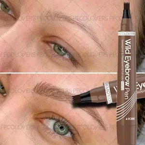1PC Waterproof Natural Dark Brown 4 Fork Eyebrow Pencil Smooth Long Lasting Quick Dry Liquid Eyebrow Tattoo Pencil Mudge-proof Non-Smudge Microblade Brow Pencil Precise Brow Pencil Cosmetic Eyebrow Makeup Brow Makeup Products