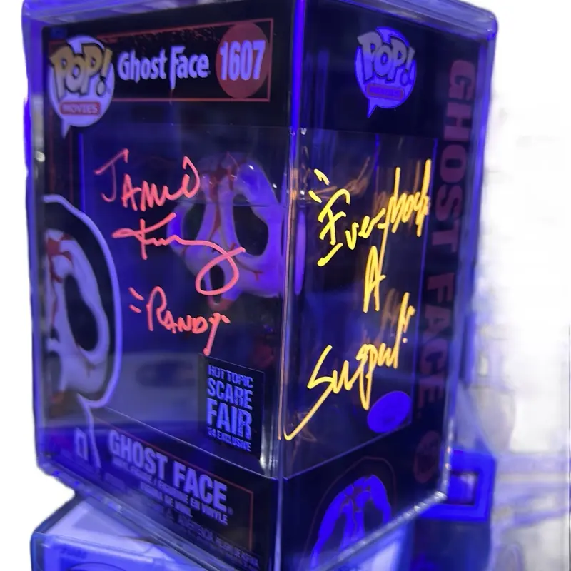 Funko Pop Vinyl Figure - Horror Icon Ghost Face, Jamie Kennedy Signature, Blacklight Reactive, Authentic Collectible, Horror Icon for Shelves, Vinyl Figure for Display