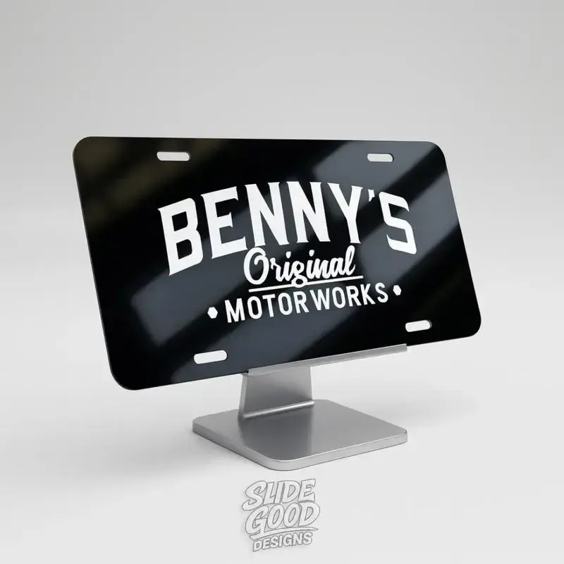 Custom Personalized Metal License Plate - Benny's Original Motorworks Logo, 12x6in Vehicle Car Plate, Car Exterior Accessory, Home Decor Plaque