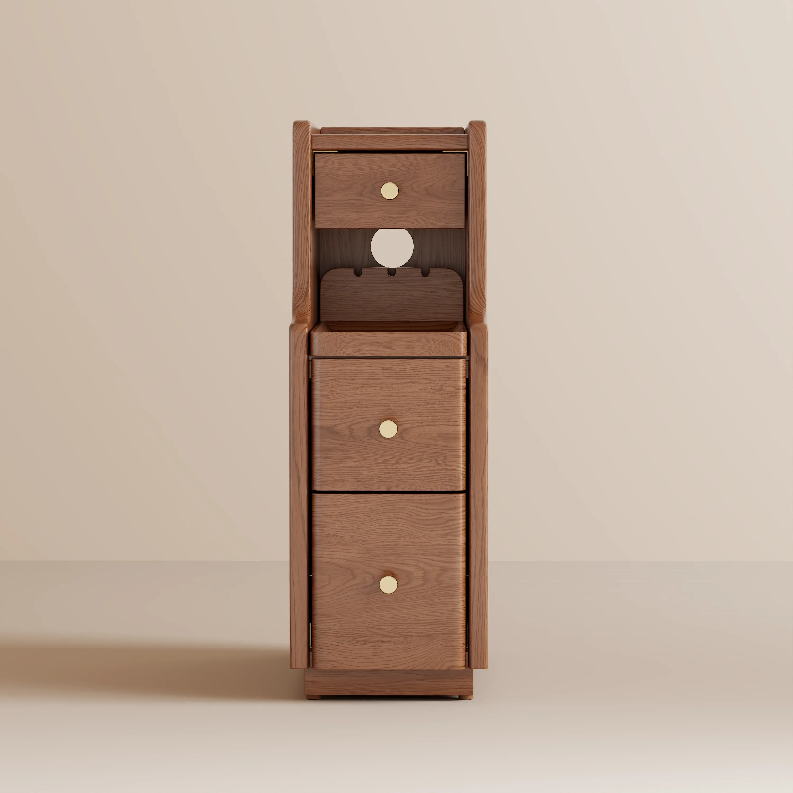 Narrow Nightstand with 3 Drawers,Solid Wood Narrow Bedside Table Walnut, Modern Skinny Nightstand for Bedroom(Fully Assembly)