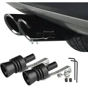2PCS Car Turbo Whistle,  Alloy  Turbo Whistle, XL Size  Alloy  Turbo Sound Exhaust Muffler Pipe Whistle Car Roar Make (Black) aluminum universal