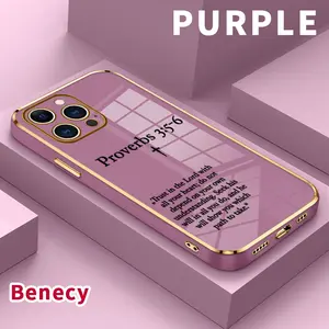 Plating Mobile Phone Case for iPhone 15 Pro Max 16 14 Plus 13 12 11 X XS Max XR Excerpts From Minimalist Proverbs Printed Soft Silicone TPU Glossy Anti-oil Protective Cover
