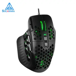SOLAKAKA SM809 Wired MMO Gaming Mouse with 9 Side Buttons, 22800 DPI RGB Programmable Macro Mouse for PC