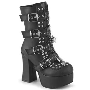 Demonia Charade-118 Black Faux Leather Ankle High Boots