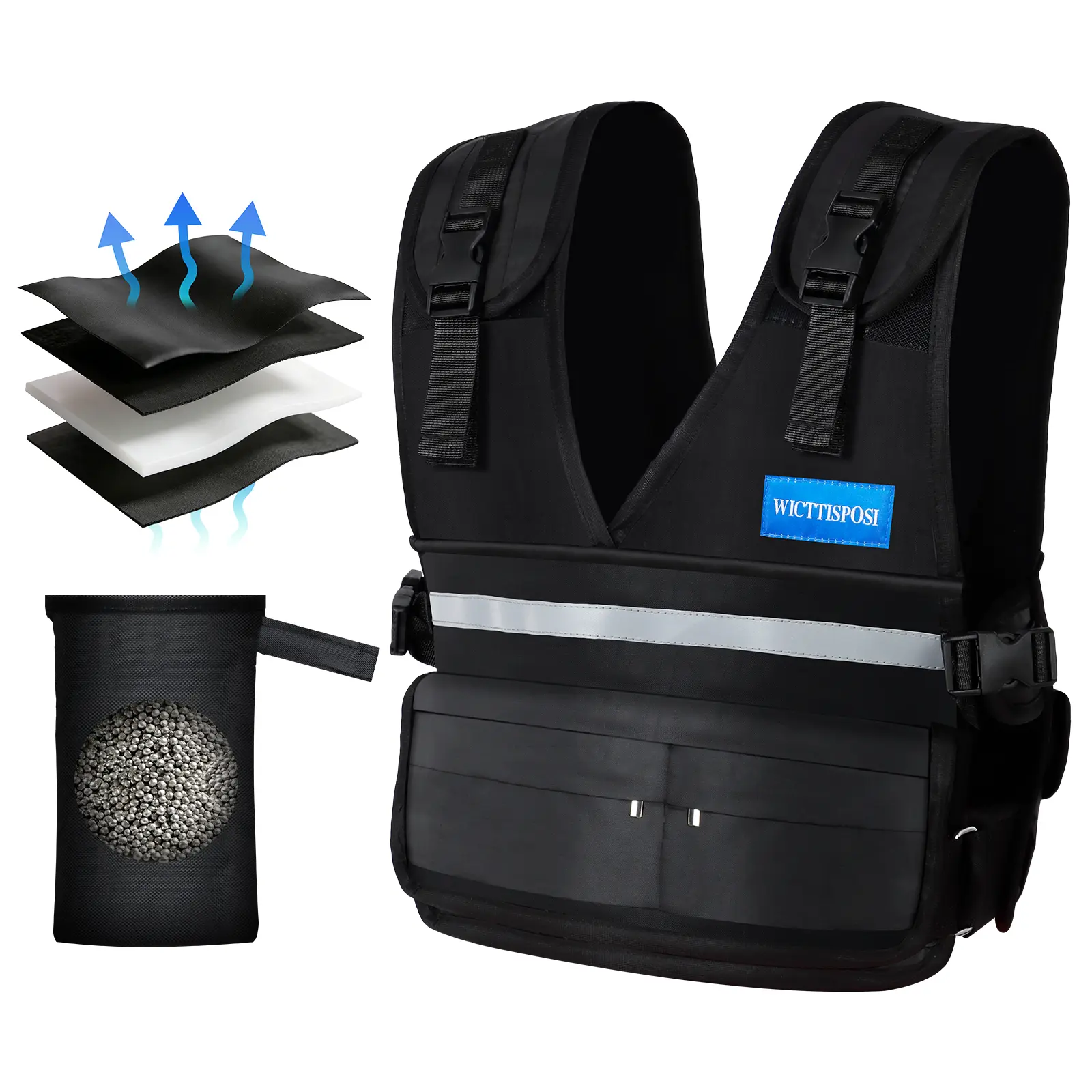 Unisex Adjustable Weighted Vest - 4-Layer Breathable Comfortable Fabric, V-Neck Design, Workout Equipment for Running & Strength Training, Resistance Training with Steel Shot, Adjustable Resistance Weight Vests