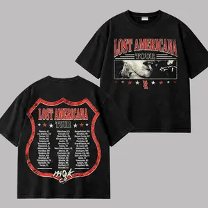 Lost Americana Tour Washed Graphic T-Shirt, Vintage Washed Concert Tee, Retro Rap Rock Tour Shirt, Faded Streetwear Oversized T-Shirt, Unisex Cotton Washed Tee, Gift for Fans 5GI