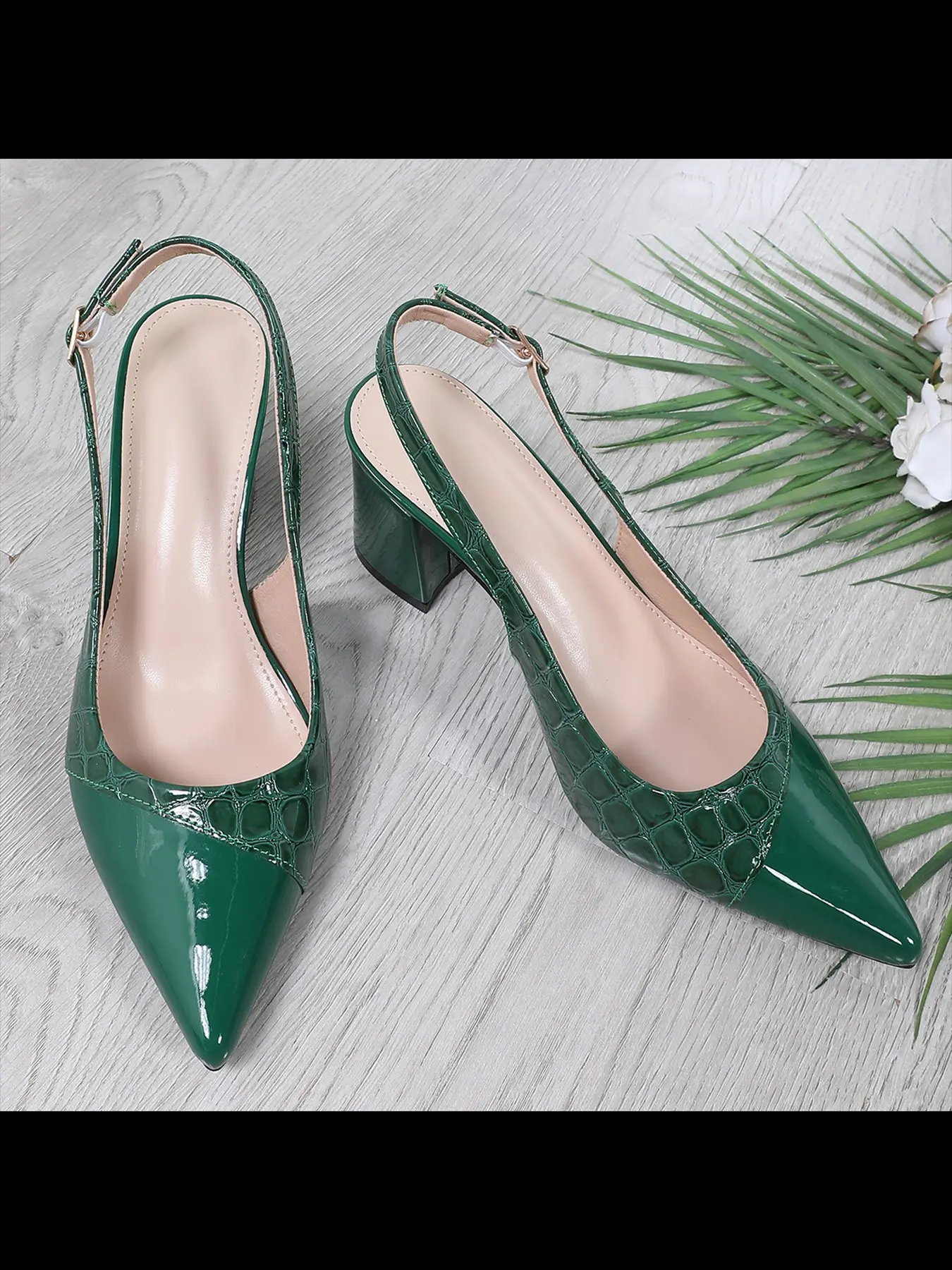 Women's Elegant Summer High Heel Sandals, Dressy Sandals, Fashionable Adjustable Slingback Sandals, Fashionable Patchwork Pointed Toe Chunky Heel Backless Shoes, Elegant Party Shoes, Perfect for Shopping Parties Office