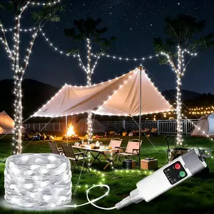 Camping String Lights 33FT/66FT 100LED/200LED Rechargeable Waterproof Outdoor Lights with 13 Modes for Tent Patio Garden Travel Decor