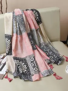 Women's Boho Style Tassel Decor Shawl, Casual Trendy Shawl for Women & Girls, Fashion Accessories for Daily Wear, Hijab