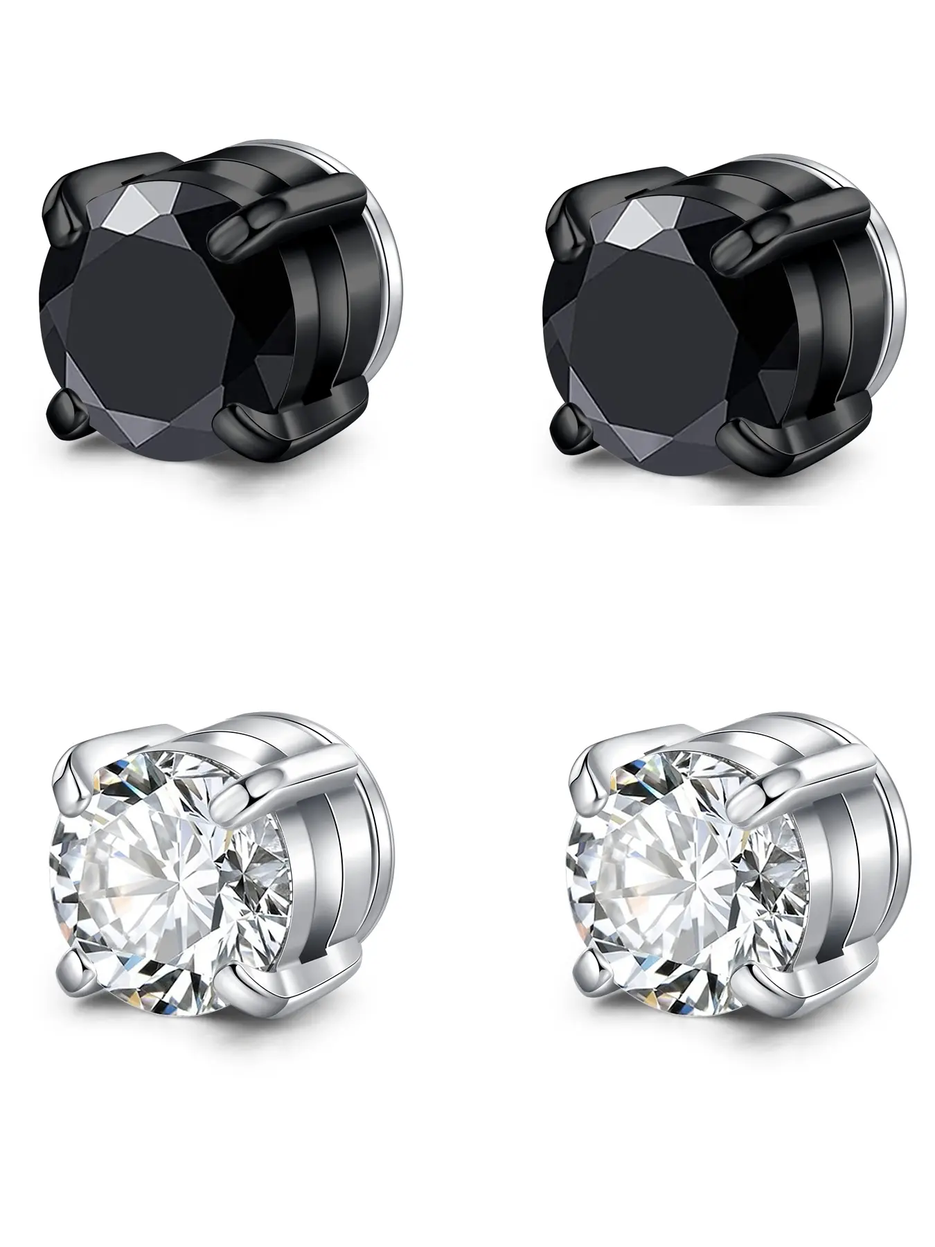 4-7MM Magnetic Earrings for Men Women Shiny Round Cubic Zirconia Stud Earrings for Non-Pierced Ears Hypoallergenic Stainless Steel Fake Earrings Not Easy to Fall off, Non Pierced Jewelry, Hypoallergenic CZ Earrings