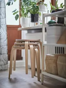 IKEA KYRRE Birch Stool (Pack of 4) – Durable Stackable Wooden Seating Stools for Home, Office, Kitchen & Space-Saving Use