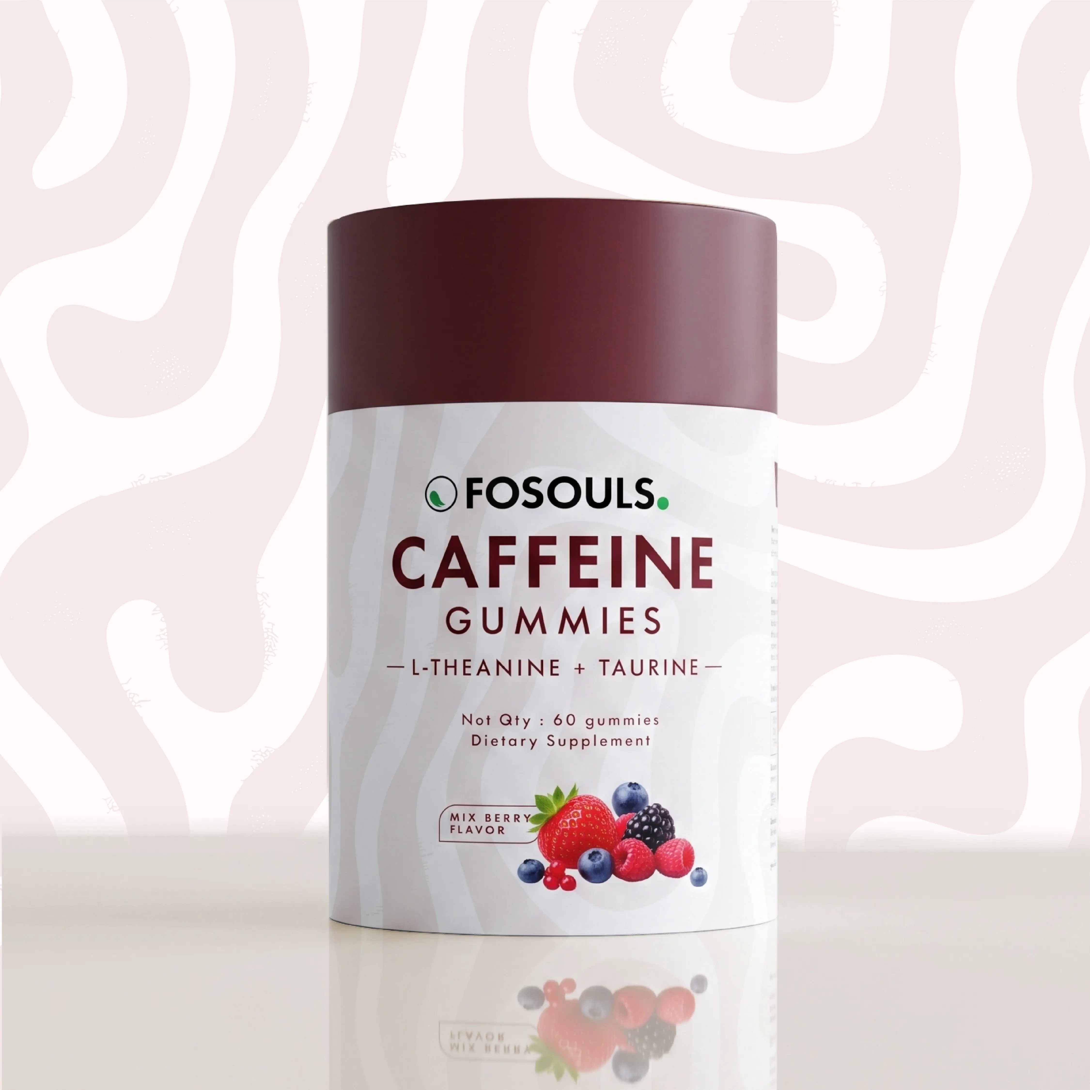 FOSOULS  Caffeine Gummies with L-Theanine, Taurine, Vitamin B6 & Vitamin B12 – 100mg Natural Caffeine from Guarana Extract, Energy & Focus Support, Sugar-Free Pectin Gummies, Mixed Berry Flavor, 60 Gummies (30 Servings)