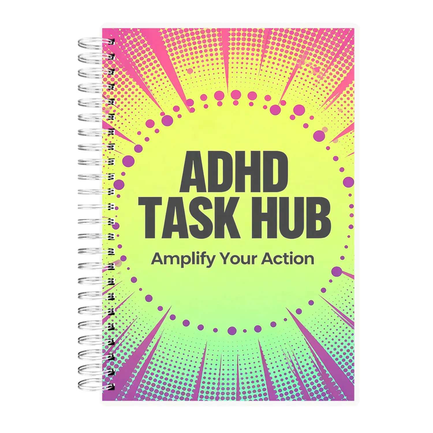 ADHD Focus & Productivity Planner Notebook - 120-Page 100gsm Paper, Color-Coded Sections, Durable Spiral-Bound Cover, with Goal Setting, Task Prioritization, Habit Tracking - Office Stationery Supplies