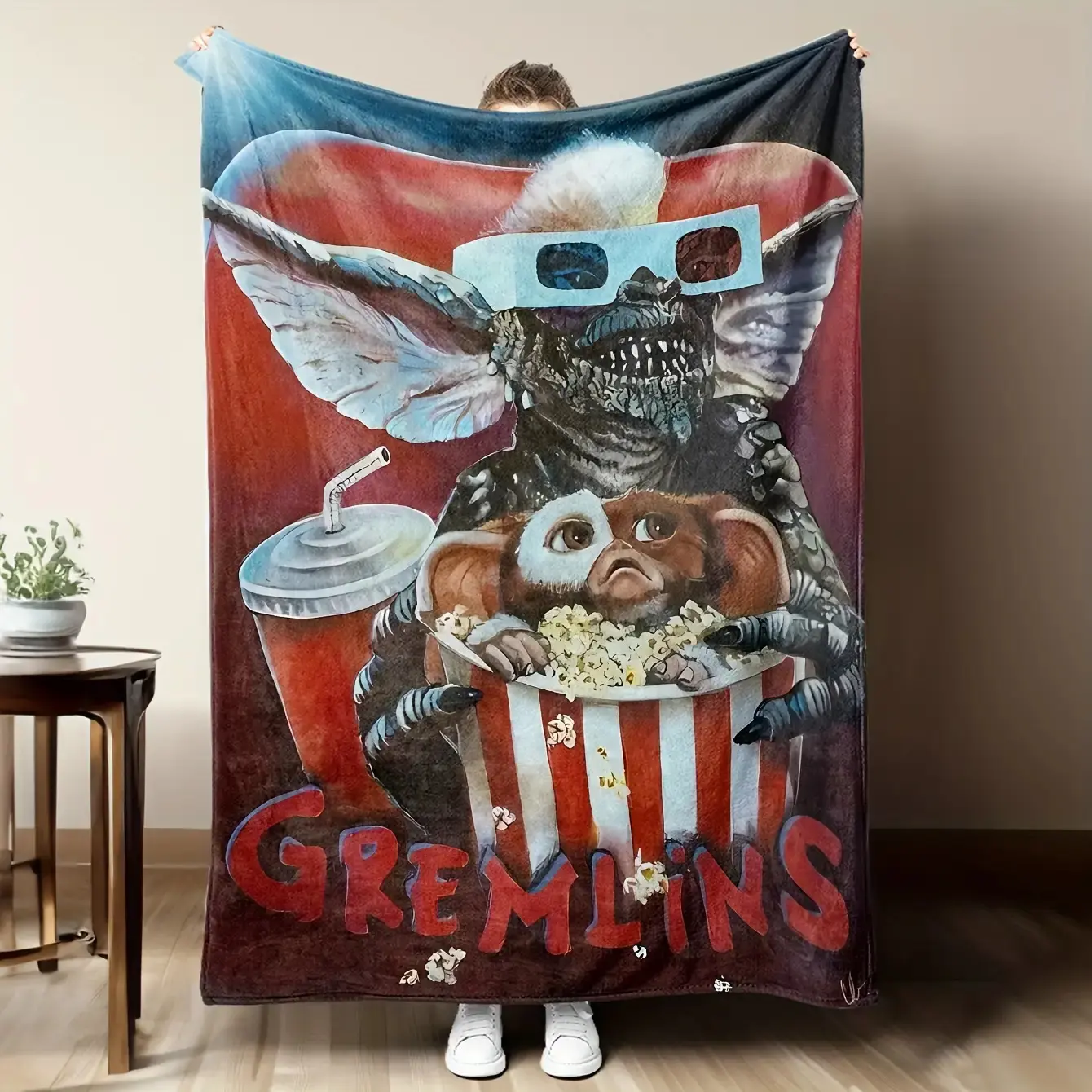 Gremlins Movie Themed Print Flannel Throw Blanket - Warm, Cozy Blanket Throw for Sofa, Bed - All-Season Use, Ideal Gift for Textiles & Soft Furnishings Bedding