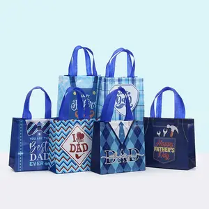 12pcs/24pcs Tie Mustache Father's Day Non-Woven Gift Bags, Durable Handle, Perfect for Father's Day Party, Birthday Gifts, Gratitude Gifts