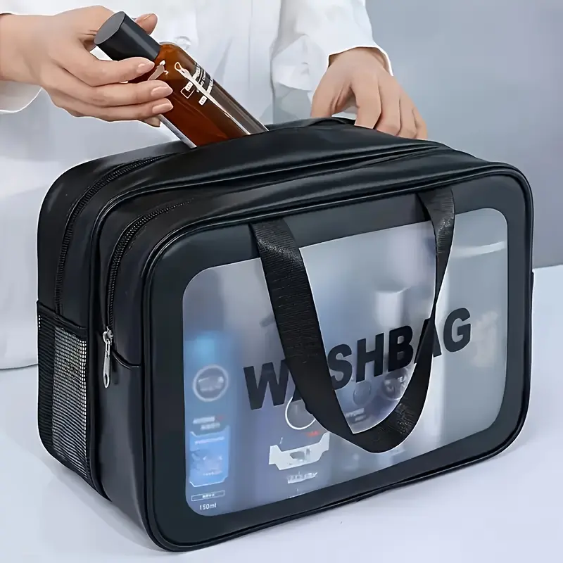 Large Capacity Travel Toiletry Bag and Gym Storage Bag, Matte Translucent Material, Convenient Handle, Spacious Interior, Unisex, Perfect Gift, Travel Essentials, Toiletries Travel Bag, Travel Bag for Toiletries
