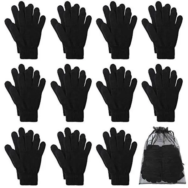 Cooraby 12 Pairs Winter Magic Gloves Stretchy Warm Knit Gloves with Mesh Storage Bag for Men or Women