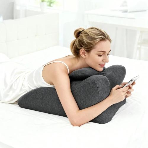Environment Friendly U-Shape Reading Pillow with Chest Support and Knitted Neck Design for Office Prone Sleeping Eco-Friendly