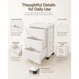 3-Tier Drawer Storage Cabinet for Household Use, Thickened Plastic Storage Cabinet, Bedside Cabinet for Organizing Cosmetics, Clothes and Toys (DM155)