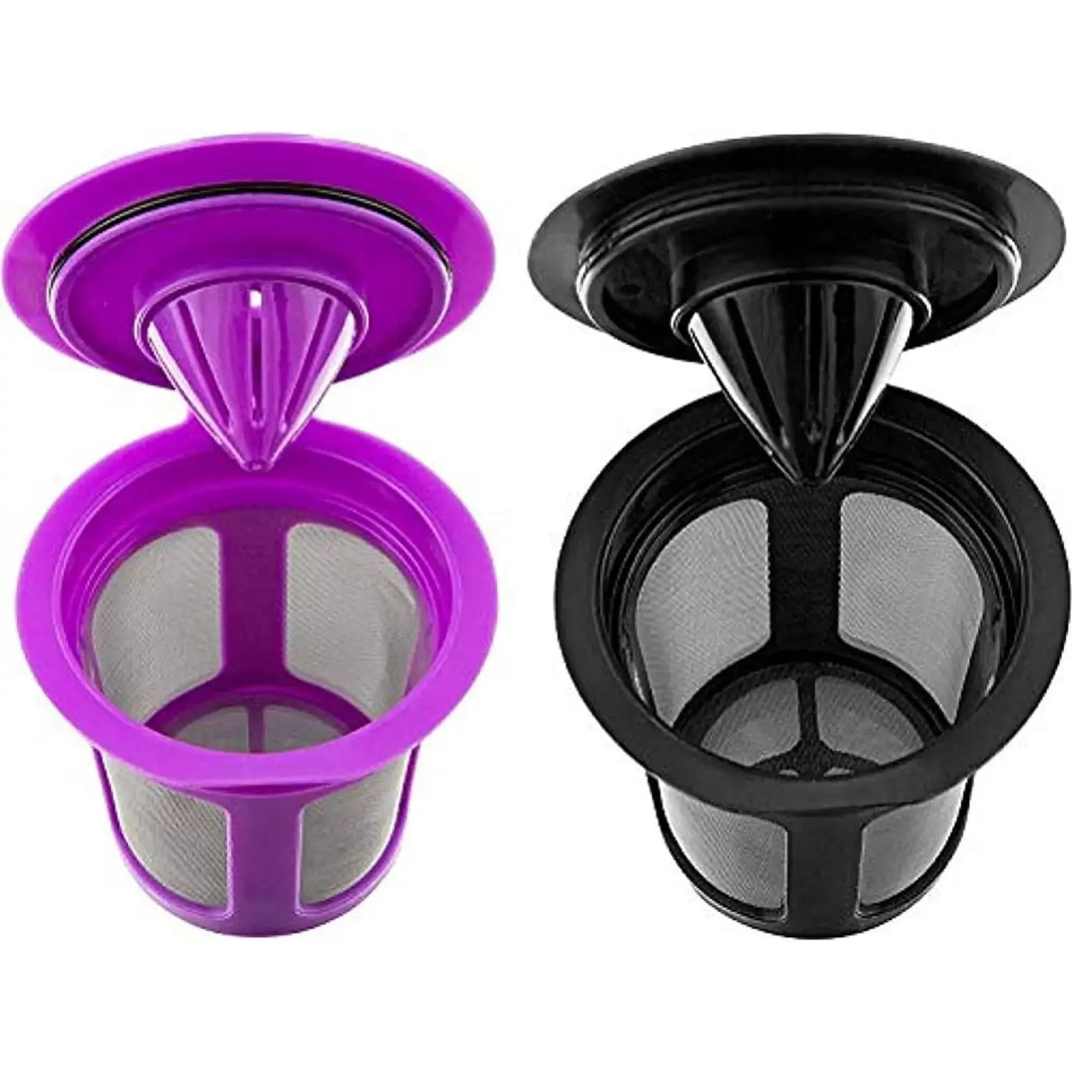 Reusable Cups for  K-Cup 2.0 and 1.0 Coffee Maker, Refillable Filter Pods Pack of 2 (Purple & Black)
