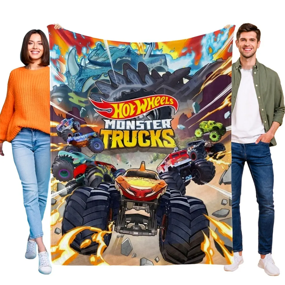 Hot Wheels Let's Race Flannel Blanket Soft Throw for Sofa Bed Kids Birthday Gift