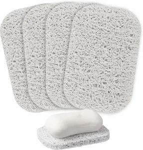 4PCS White Soap Holder PadBPA-Free Savers Pads for Soap Dish,Easy to Clean Soap Lifting Pads Suitable for Shower Kitchen Bathroom Bathroom Travel Hotel Cleaning Products
