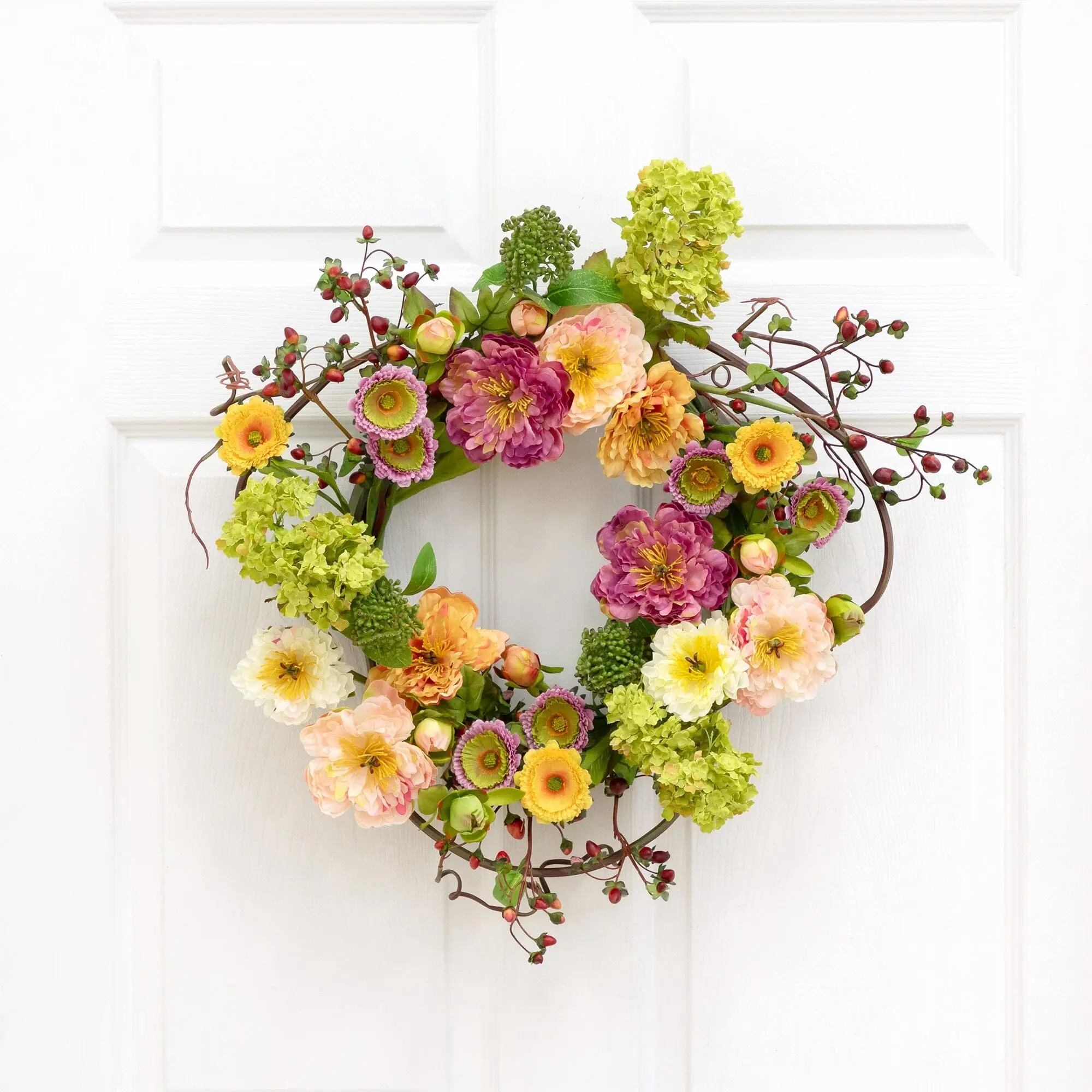 24" Artificial Mixed Peony Wreath, Decorative Peonies Flowers & Plants, Home Decor Items for Front Door Decor 24" Artificial Mixed Peony Wreath, Decorative Peonies Flowers & Plants, Home Decor Items for Front Door Decor