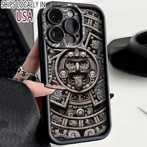 Aztec Calendar Pattern Phone Case, TPU Decorative Phone Protector Cover, Phone Accessories for iPhone17 Pro Max 17 Air  16 15 14 13 12 11, for Samsung Series