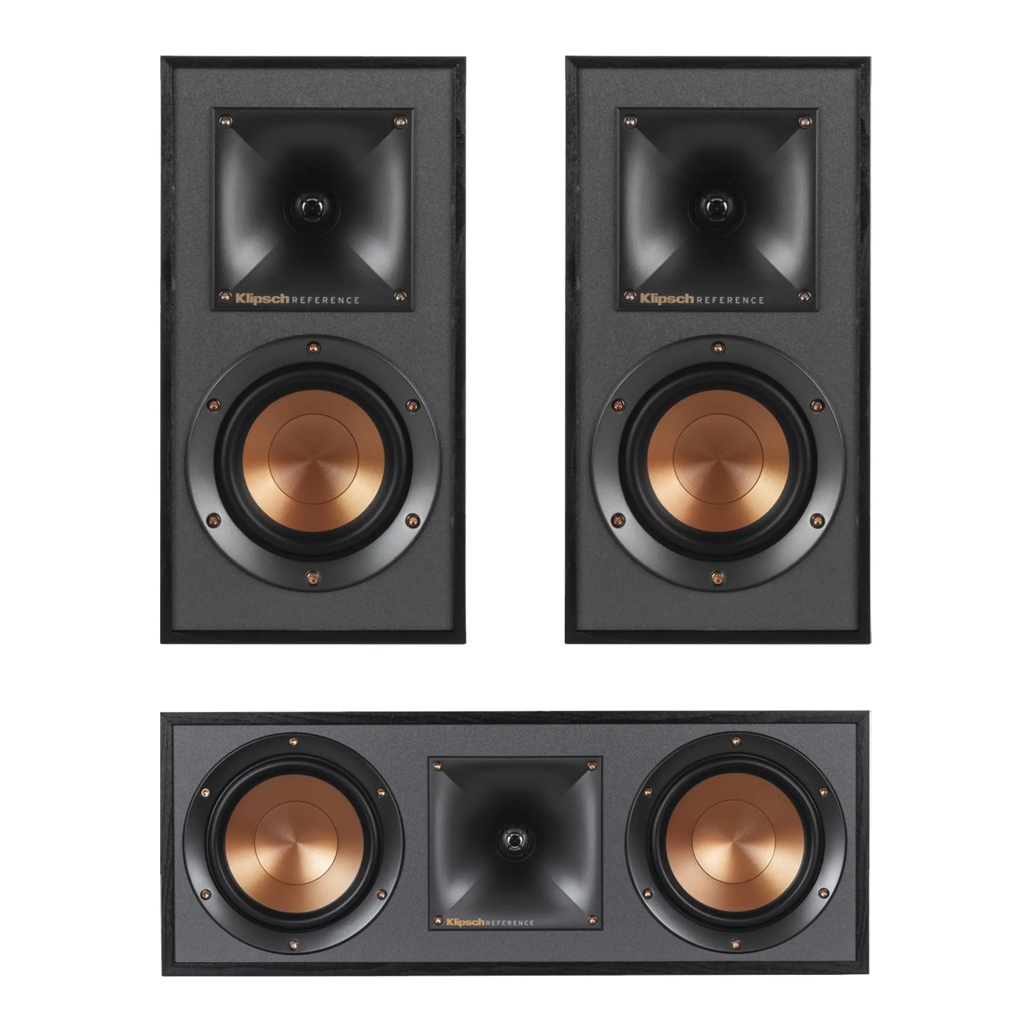 Klipsch R-41M MDF Bookshelf Speakers with Copper-Spun IMG, R-52C Dialogue-Enhancing Center Channel Speaker Bundle for 3.1 or 5.1 Audio Systems Aluminium Stereo