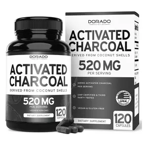 Organic Activated Charcoal Capsules – 520mg Coconut Shell Derived – Digestive Wellness & Bloating Support – Non-GMO, Vegan, Third-Party Tested, USA Made – 120 Count