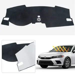 Canvcle Honda Civic 2022-2025 11th Gen Dash Mat Custom Fit Flannel Dashboard Cover UV Protection Non-Slip Sunshield Glare Reduction Accessories