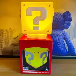 Super Bros Mini Night Light Question Block Toys Night Light for Kids Square Brick USB ith Game Sound Effects Lamp for Desktop as Gifts for Kids Lamps for Bedrooms Boys tiktokshopspringglowup