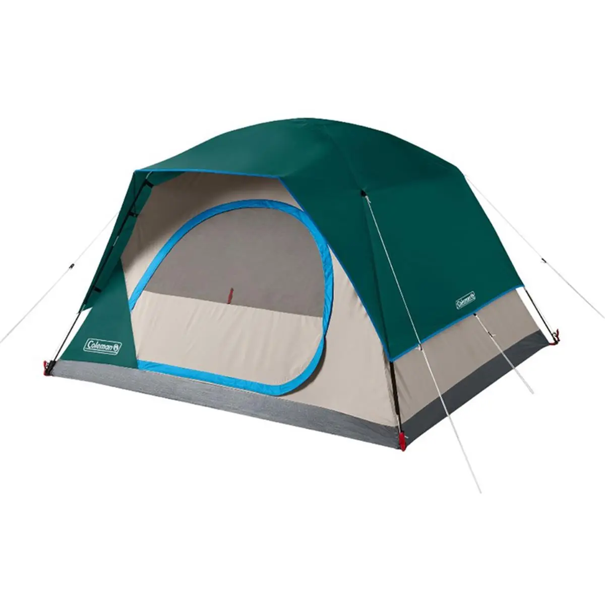 Coleman Skydome Green Dome Tent for 3-4 People, Rainproof Outdoor Camping Tent with Fiberglass Frame, Queen Airbed Compatible for Outdoor Sports, 7ft Height, Assembly Required, Dome Shape, Hiking Camping