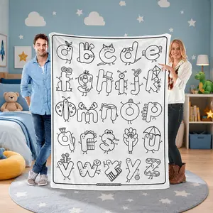 Kids Alphabet Flannel Blanket, Soft Cozy Fleece Throw for Nap, Bed, or Travel, Educational ABC Design, Lightweight Air-Conditioning Blanket for Boys & Girls