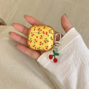Cherry Pattern Earphone Case with Cherry Pendant, Cute Earphone Cover, Earphone Protector, Headphone Accessories for AirPods Pro2/AirPods Pro/AirPods4/AirPods3/AirPods2